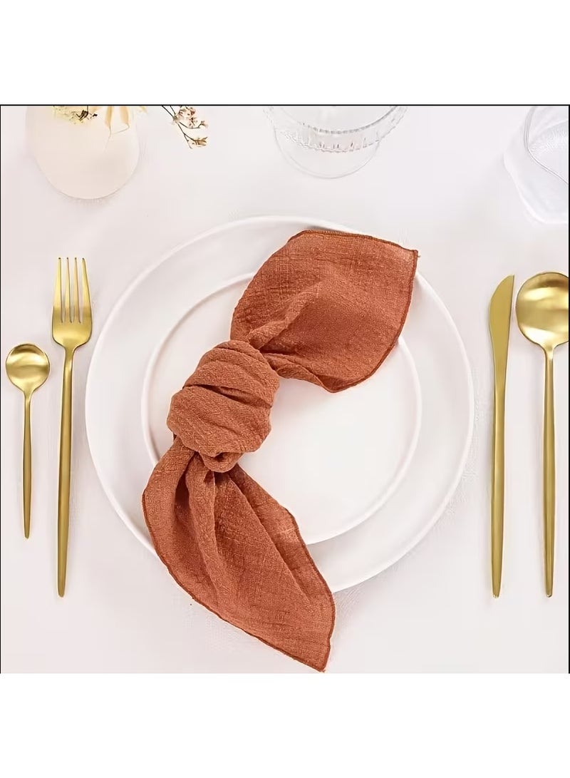 Cloth Napkins 6Pcs 42cm*42cm Solid Color Bohemian Style Napkins, Simple and Rustic Square Cloth Napkins, Suitable for Wedding, Dinner, Buffet, Birthday Party and Festival Table Decoration - Image 2